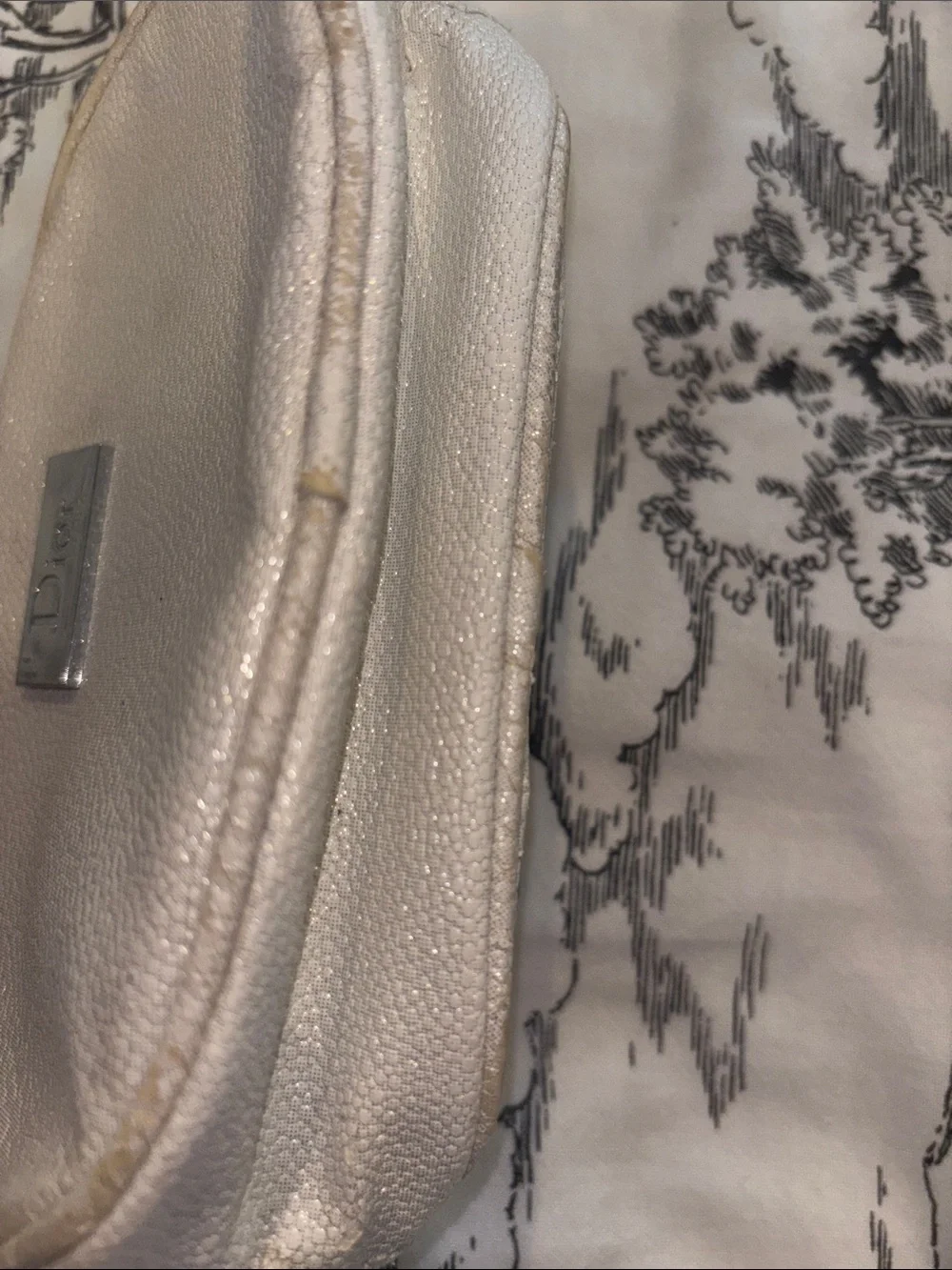 Dior Taupe Pebbled Leather Cosmetic Case